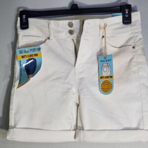 NWT Brand New Denim White Jean Wax High Rise Shorts Juniors Med. BUTT I LOVE YOU